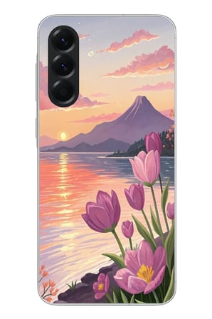 Samsung Galaxy A56 Uyumlu Çiçek Yağlı Boya Baskılı Silikon Kılıf
