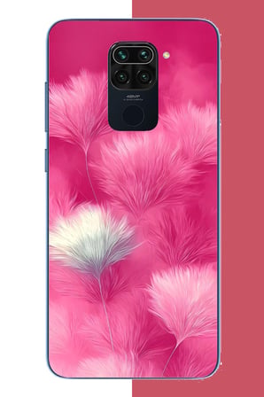 Redmi Note 9 Uyumlu Pembe Tüyler Baskılı Silikon Kılıf