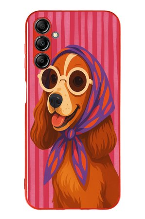 Samsung Galaxy A14 Uyumlu Gözlüklü Köpek Baskılı Silikon Kılıf