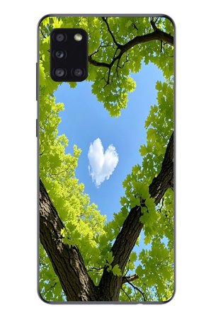 Samsung Galaxy A31 Uyumlu Kalpli Ağaç Baskılı Silikon Kılıf