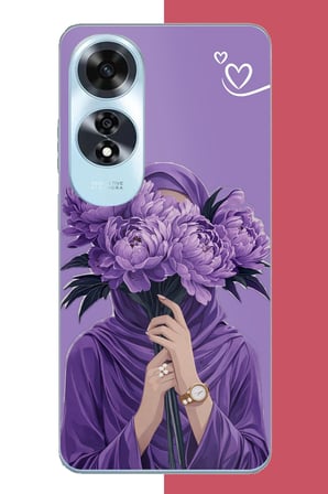 Oppo A60 Uyumlu Mor Çiçeklerin Ardında Baskılı Silikon Kılıf