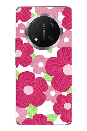 Honor Magic 7 Lite Uyumlu Pembe Çiçek Desenli Baskılı Silikon Kılıf