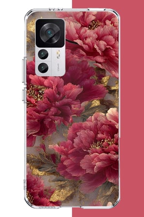 Xiaomi Mi 12T-12T PRO Uyumlu kırmızı çiçek Baskılı Silikon Kılıf