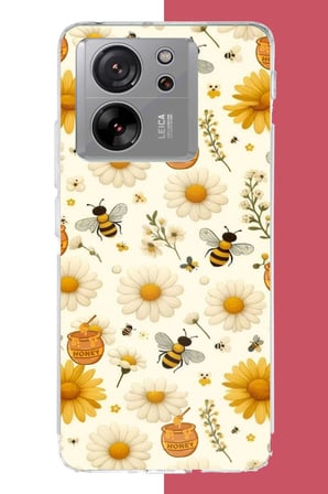 Xiaomi Mi 13T-13T PRO Uyumlu arılı sarı çiçek.jpeg Baskılı Silikon Kılıf