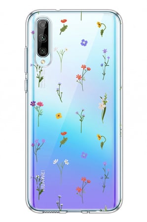 Huawei P Smart S Uyumlu Minik Kır Çiçekleri Baskılı Silikon Kılıf