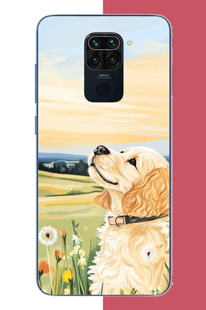 Redmi Note 9 Uyumlu golden köpek Baskılı Silikon Kılıf
