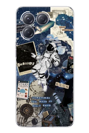 Tecno Pova 7 ULTRA 5G Uyumlu Retro Astronot Tasarımlı Baskılı Silikon Kılıf
