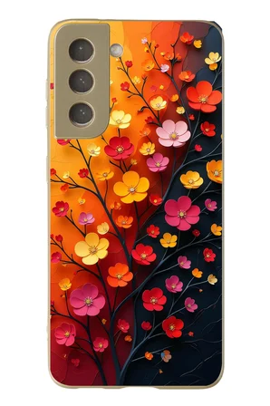 Samsung Galaxy S21 FE Uyumlu Sonbahar Çiçekleri Baskılı Silikon Kılıf