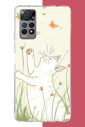 Redmi Note 12 PRO 4G Uyumlu mutlu kedi Baskılı Silikon Kılıf