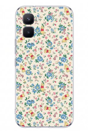 İnfinix GT 50 Pro Uyumlu Ayı Winnie Pooh ve Çiçekler Baskılı Silikon Kılıf