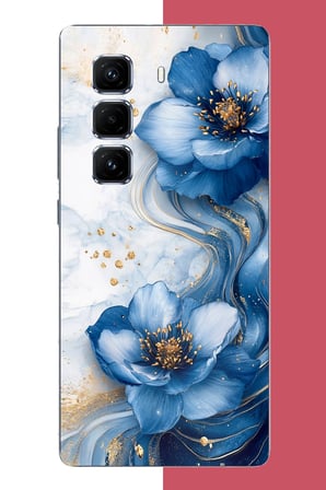 Infinix Hot 50 PRO PLUS+ Uyumlu Mavi Çiçek 3 Baskılı Silikon Kılıf