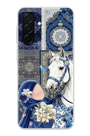 Samsung Galaxy A26 Uyumlu Geleneksel Motifli Beyaz At Baskılı Silikon Kılıf