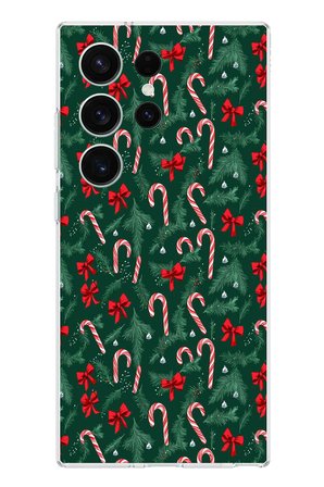 Samsung Galaxy S26 Ultra Uyumlu Yılbaşı Çam Ağacı ve Baston Şeker Baskılı Silikon Kılıf