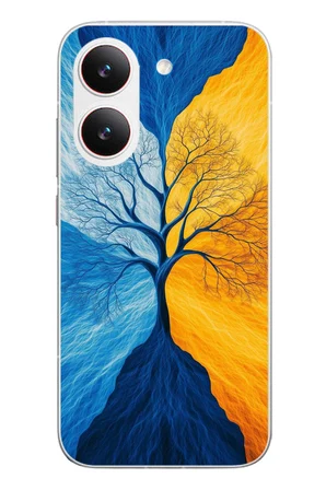 Poco X8 Pro
 Uyumlu Sarı Mavi Ağaç Baskılı Silikon Kılıf