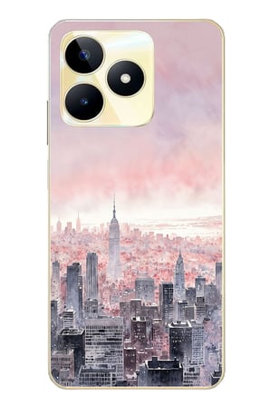 Realme C53 Uyumlu Gökdelenler Baskılı Silikon Kılıf