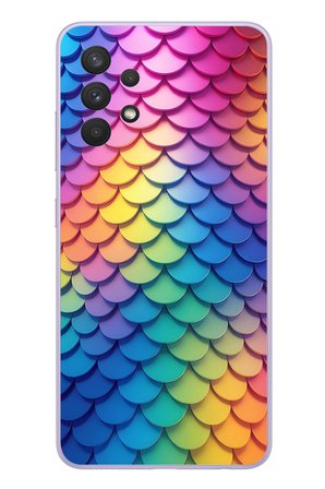 Samsung Galaxy A32 Uyumlu Gökkuşağı Renkleri Baskılı Silikon Kılıf