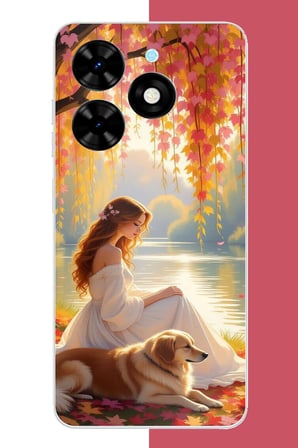 Tecno Spark Go 2024 Uyumlu kadın ve köpek Baskılı Silikon Kılıf