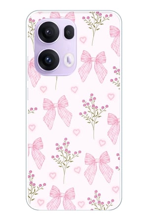 OPPO Reno 13 PRO Uyumlu Pembe Çiçek ve Fiyonklar Baskılı Silikon Kılıf