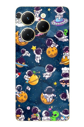Tecno Spark 20 PRO Uyumlu Minik Astronotlar Uzayda Baskılı Silikon Kılıf