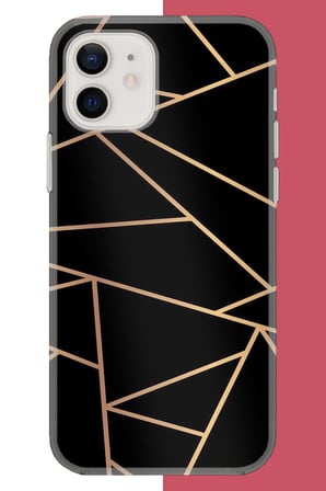 iPhone 11 Uyumlu altın diyagonal çizgi Baskılı Silikon Kılıf