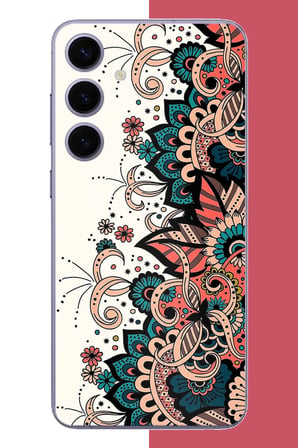Samsung Galaxy S24 Plus Uyumlu Etnik Çiçek Deseni Baskılı Silikon Kılıf