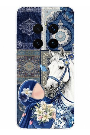 Honor Magic 7 PRO Uyumlu Geleneksel Motifli Beyaz At Baskılı Silikon Kılıf
