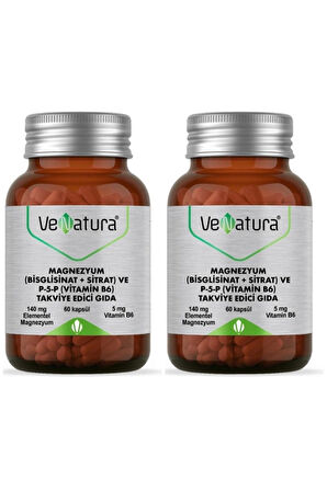 VeNatura Magnezyum Bisglisinat+Sitrat+P5P+B6 60 Kapsül 2 Adet