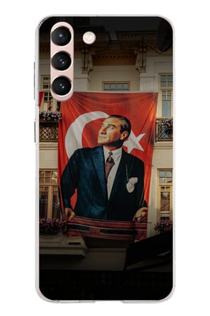 Samsung Galaxy S21 Uyumlu Dev Bayrak Detaylı Atatürk Baskılı Silikon Kılıf
