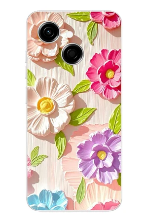 Tecno Spark GO 1 Uyumlu Renkli Çiçek Bahçesi Baskılı Silikon Kılıf