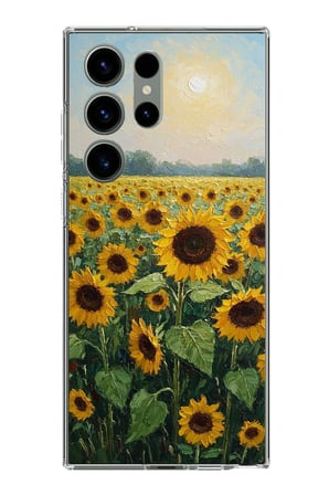 Samsung Galaxy S23 ULTRA Uyumlu Ay çiçeği sulu boya Baskılı Silikon Kılıf