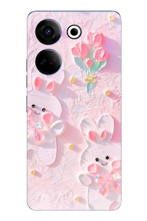 Tecno Camon 20-20 PRO Uyumlu Sevimli Tavşanlar Baskılı Silikon Kılıf