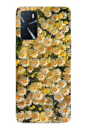 Oppo A16 - A54 - A55 Uyumlu Papatya Bahçesi Sulu Boya Baskılı Silikon Kılıf