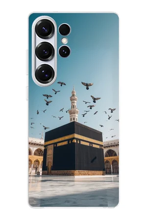 Samsung Galaxy S25 ULTRA Uyumlu Kabe Umre ve Kuşlar Baskılı Silikon Kılıf