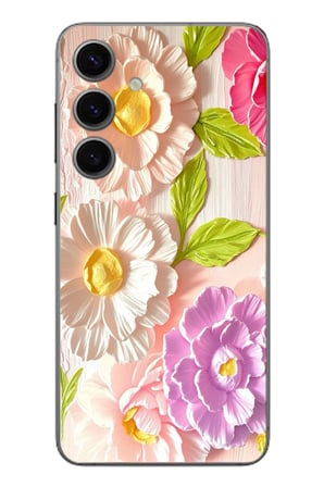 Samsung Galaxy S24 Uyumlu Beyaz Papatyalar Baskılı Silikon Kılıf
