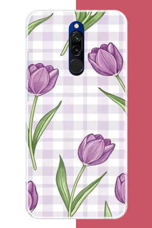 Redmi 8 Uyumlu mor lale Baskılı Silikon Kılıf