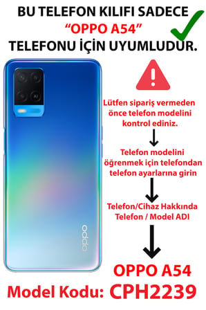 OPPO A54 Uyumlu Türk Sembolü Kurt ve Bayrak Desenli Baskılı Silikon Kılıf