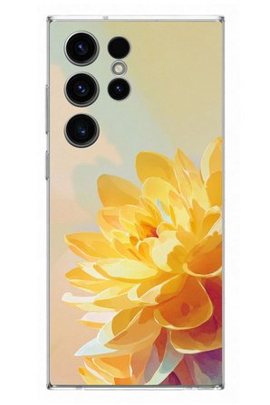 Samsung Galaxy S23 Ultra Uyumlu Sarı Çiçek Baskılı Silikon Kılıf