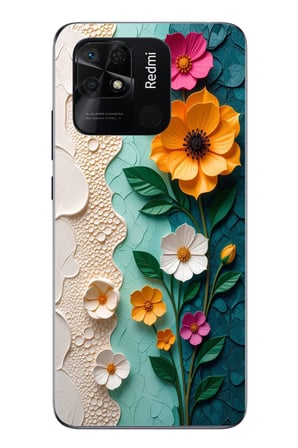 Redmi 10C Uyumlu Güzel Modern Çiçekler Baskılı Silikon Kılıf