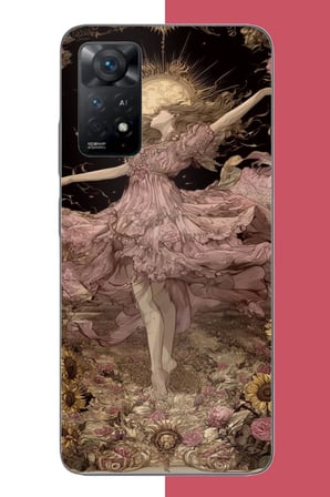 Redmi Note 11E Uyumlu pembe elbiseli kadın Baskılı Silikon Kılıf