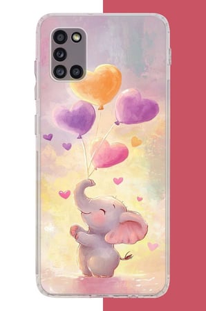 Samsung Galaxy A31 Uyumlu minik fil Baskılı Silikon Kılıf