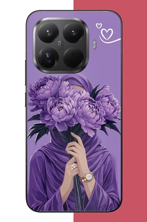 Xiaomi Mi 15T PRO Uyumlu Mor Çiçeklerin Ardında Baskılı Silikon Kılıf