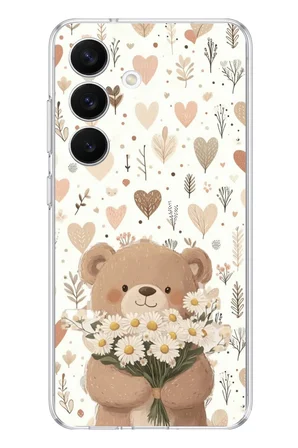 Samsung Galaxy S26 Uyumlu Romantik Sevimli Ayıcık Baskılı Silikon Kılıf