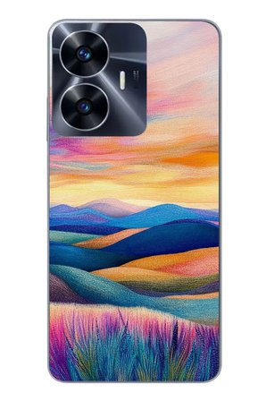 Realme C55 Uyumlu Renkli Pastel Günbatımı Baskılı Silikon Kılıf
