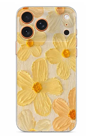 iPhone 17 PRO MAX Uyumlu Güneşin Dokunuşu Sarı Papatya Baskılı Silikon Kılıf
