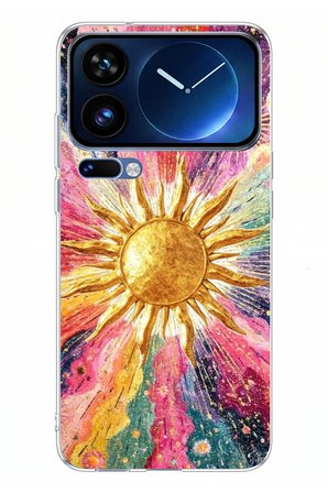 Xiaomi 17 Pro Max Uyumlu Psikedelik Galaksi ve Güneş Desenli Baskılı Silikon Kılıf