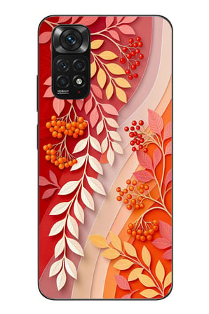 Redmi Note 11 - 11s Uyumlu Kırmızı Beyaz İğdeler Baskılı Silikon Kılıf
