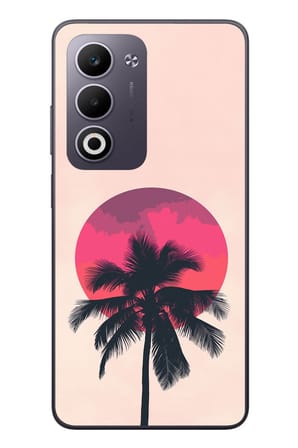 Oppo A5 4G Uyumlu Palmiye Kırmızı Ay Baskılı Silikon Kılıf