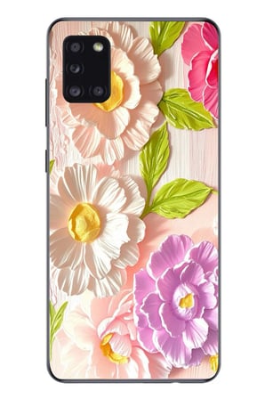 Samsung Galaxy A31 Uyumlu Beyaz Papatyalar Baskılı Silikon Kılıf