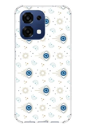 Oppo A6 PRO Uyumlu Nazar Boncuğu Güneş ve Hilal Baskılı Silikon Kılıf