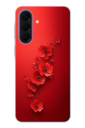 Samsung Galaxy A57 Uyumlu Kırmızı Kardelenler Baskılı Silikon Kılıf